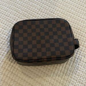 Checkered cosmetic bag